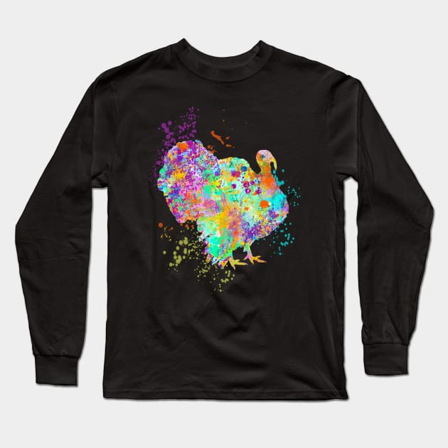 Turkey Day Thanksgiving Bird Painting Splatter Art Gift Original Long Sleeve T-Shirt by joannejgg